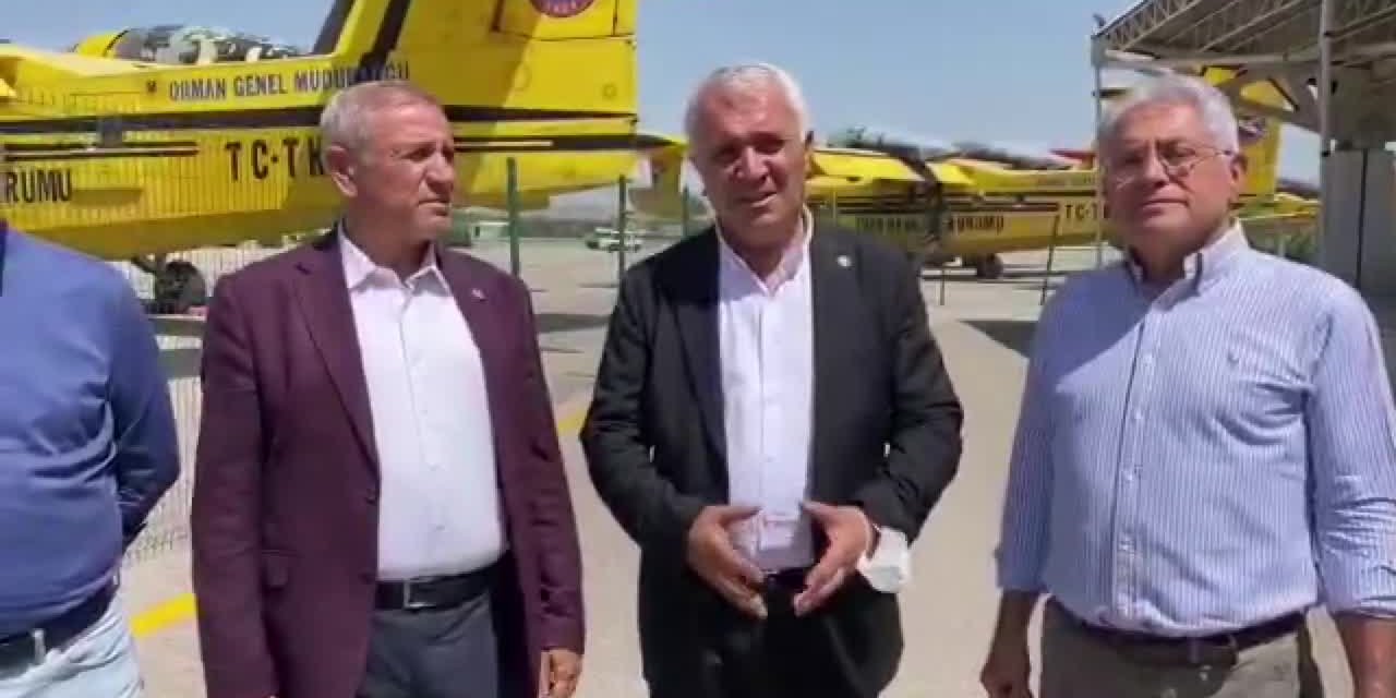 CHP'Lİ VEKİLLER THK HANGARINDA: "BU UÇAKLARI VERİN BİZE TAMİRLERİNİ YAPALIM, ÜLKEMİZİ BU YANGINDAN KURTARALIM"