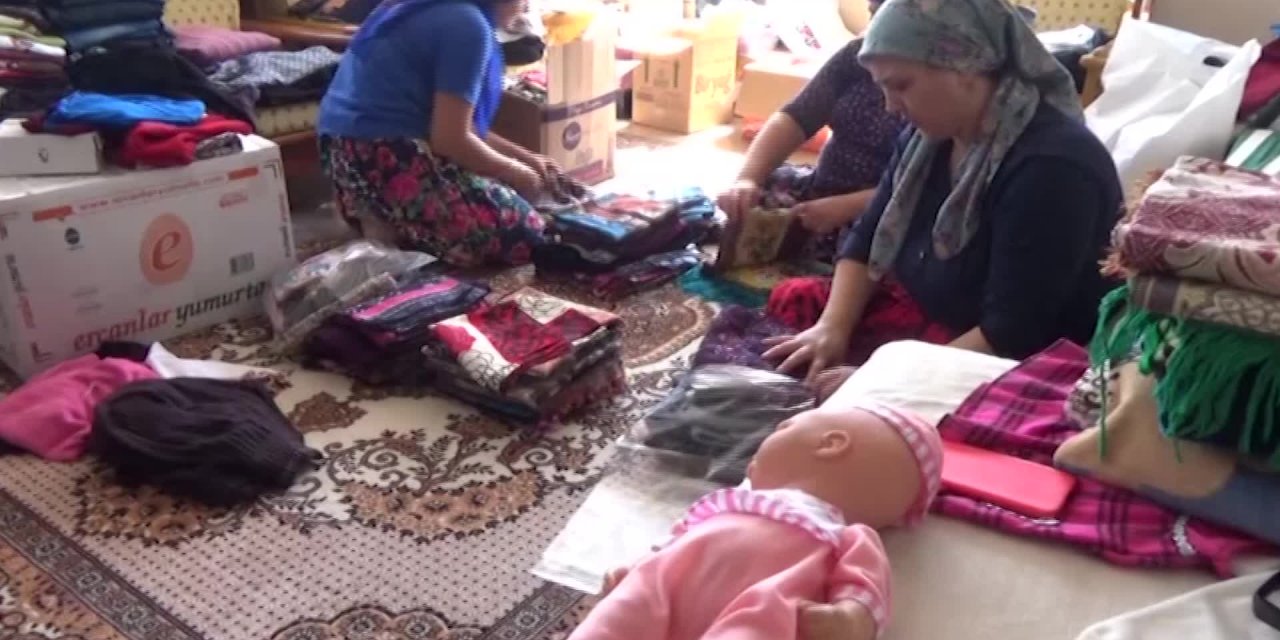 TEKİRDAĞLI KÖYLÜ KADINLAR, YANGIN BÖLGESİNE GELİNLİK ÇEYİZLERİNİ GÖNDERİYOR