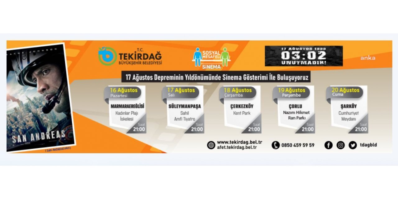 TEKİRDAĞ’DA, 17 AĞUSTOS DEPREMİNİN 22. YIL DÖNÜMÜNDE FARKINDALIĞI ARTTIRAN ETKİNLİKLER