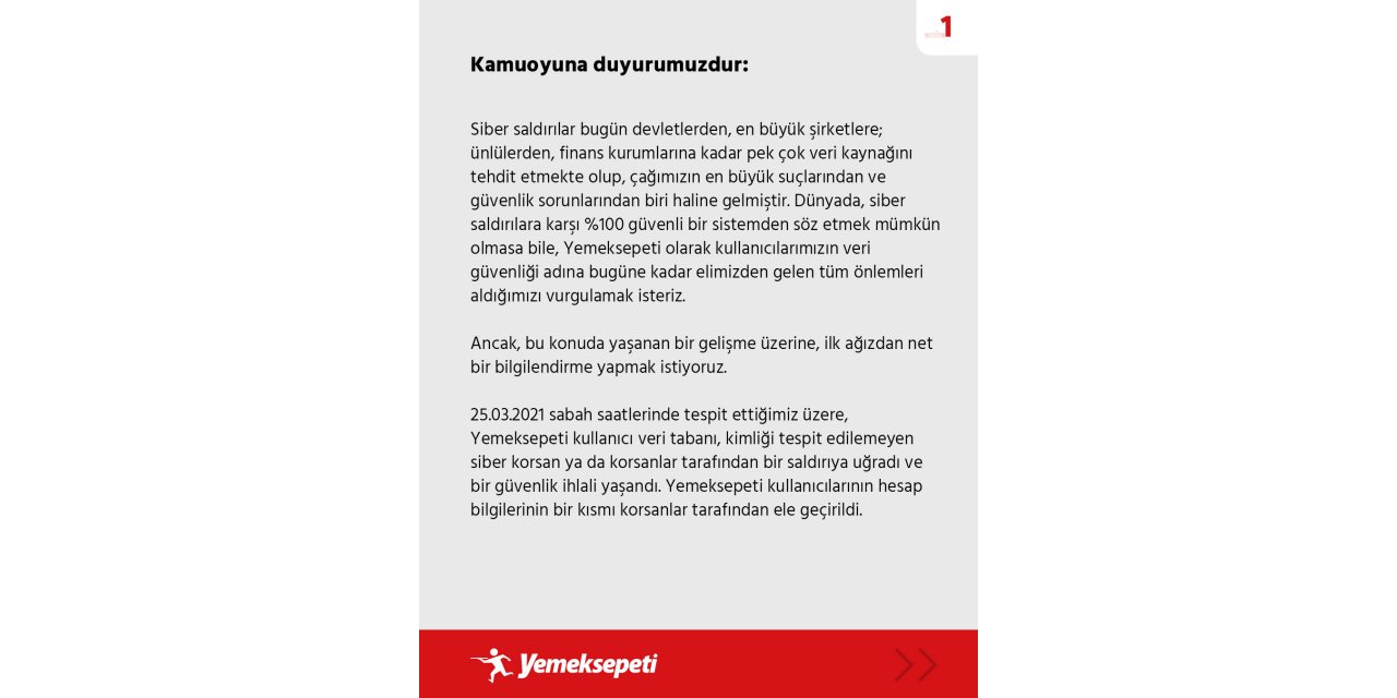 YEMEKSEPETİ'NE SİBER SALDIRI: KULLANICILARIN AD, SOYAD, TELEFON VE ADRES BİLGİLERİÇALINDI