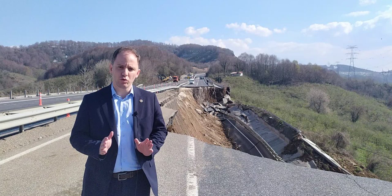 ÇÖKEN DÜZCE YOLUNU İNCELEYEN YAVUZYILMAZ: "METEOR DÜŞMÜŞ GİBİ"