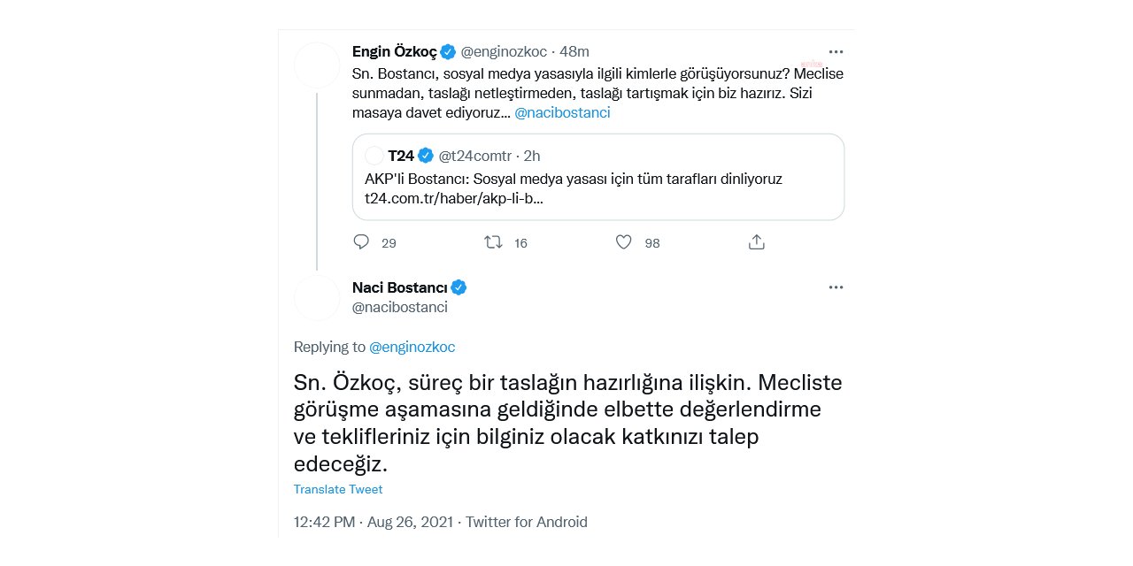 CHP’LİÖZKOÇ’TAN, AKP’Lİ BOSTANCI’YA “SOSYAL MEDYA YASASI” SORUSU: “KİMLERLE GÖRÜŞÜYORSUNUZ?”