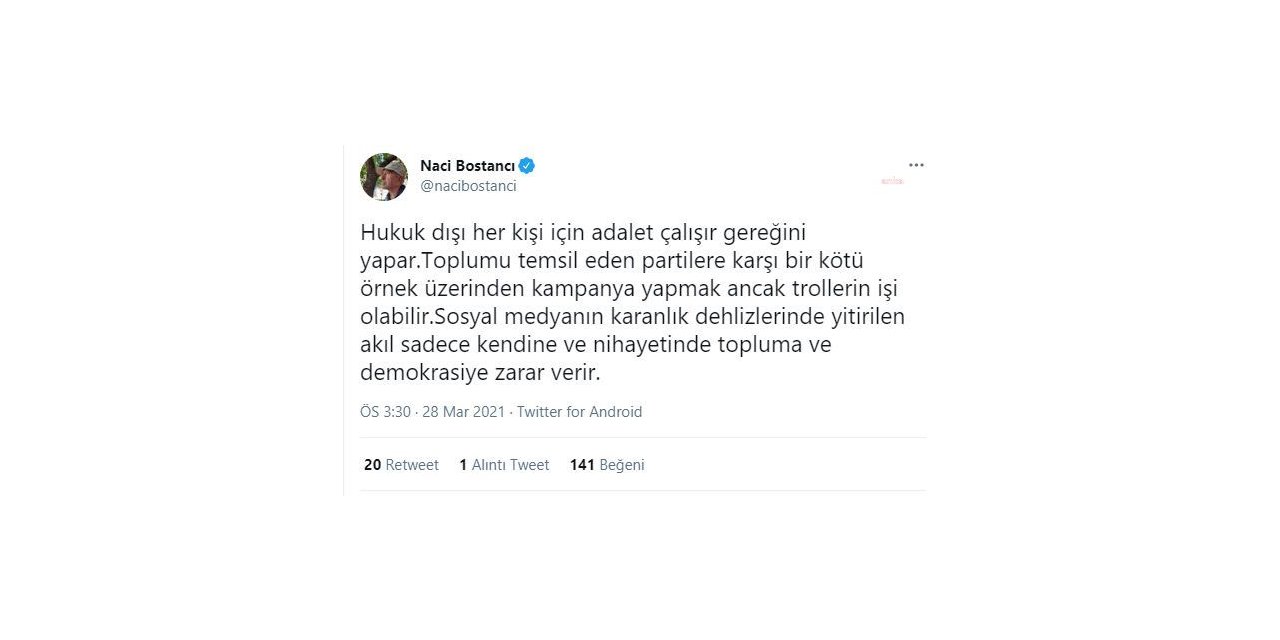 AKP’Lİ BOSTANCI’DAN AYVATOĞLU AÇIKLAMASI: BİR KÖTÜ ÖRNEK