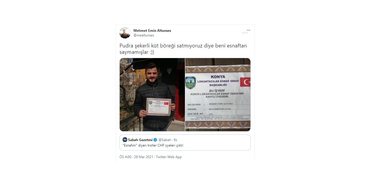 KONYALI ESNAFTAN KENDİSİNİ HEDEF GÖSTEREN İNTERNET SİTELERİNE TEPKİ