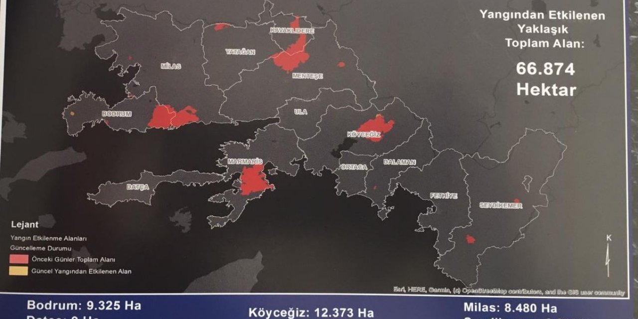 MUĞLA YANGINININ HARİTASI ÇIKARILDI