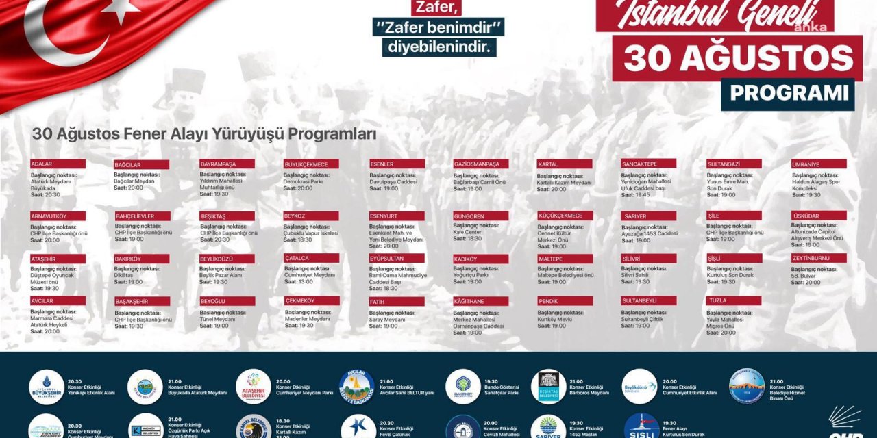 CHP İSTANBUL, 30 AĞUSTOS’U TÜM İLÇELERDE KUTLAYACAK