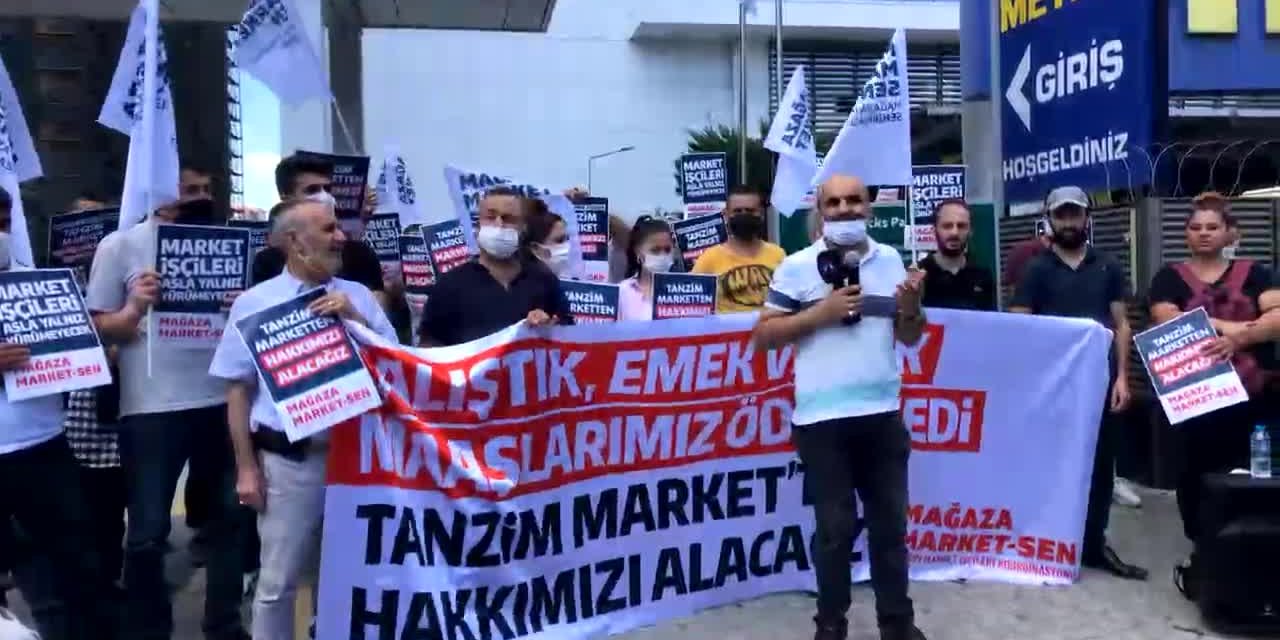 TANZİM MARKET İŞÇİLERİ, ALACAKLARI İÇİN EYLEM YAPTI: “HAKKIMIZI ALACAĞIZ”