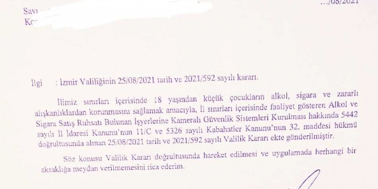 İZMİR VALİLİĞİ, ALKOL VE SİGARA SATAN İŞ YERLERİNE KAMERA ZORUNLULUĞU GETİRDİ