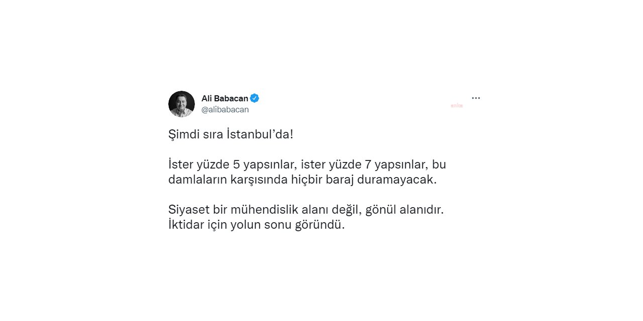 BABACAN: İSTER YÜZDE 5 YAPSINLAR, İSTER YÜZDE 7 YAPSINLAR, BU DAMLALARIN KARŞISINDA HİÇBİR BARAJ DURAMAYACAK