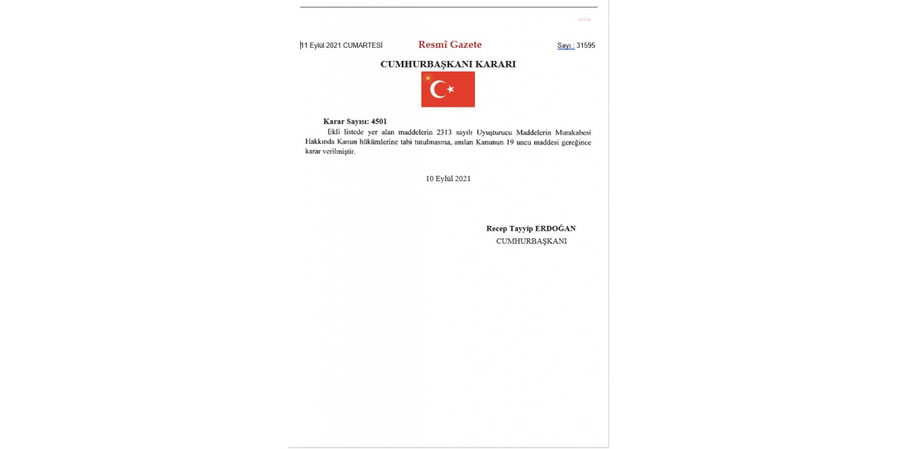 KİMYASAL 16 MADDE UYUŞTURUCU KAPSAMINA ALINDI