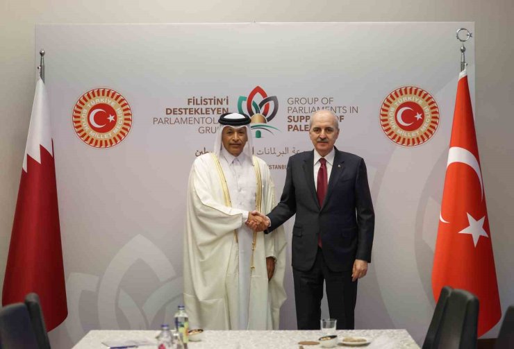TBMM BAŞKANI KURTULMUŞ, İSTANBUL’DA KATAR ŞURA MECLİSİ BAŞKANI GHANİM İLE GÖRÜŞTÜ