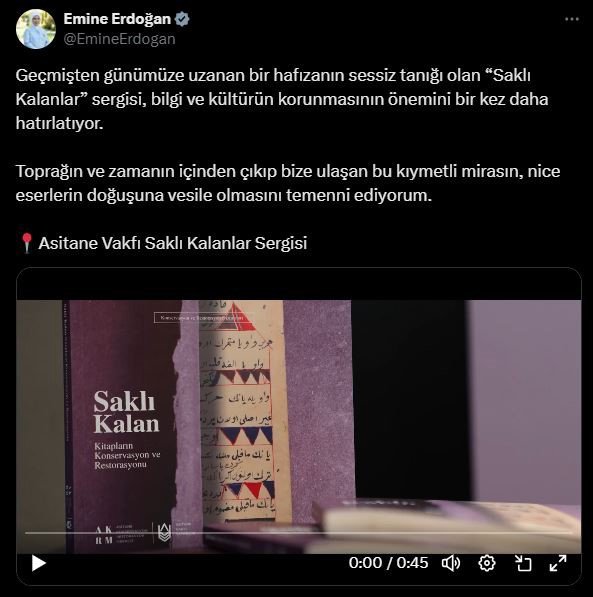 EMİNE ERDOĞAN "SAKLI KALANLAR" SERGİSİNE İLİŞKİN PAYLAŞIM YAPTI