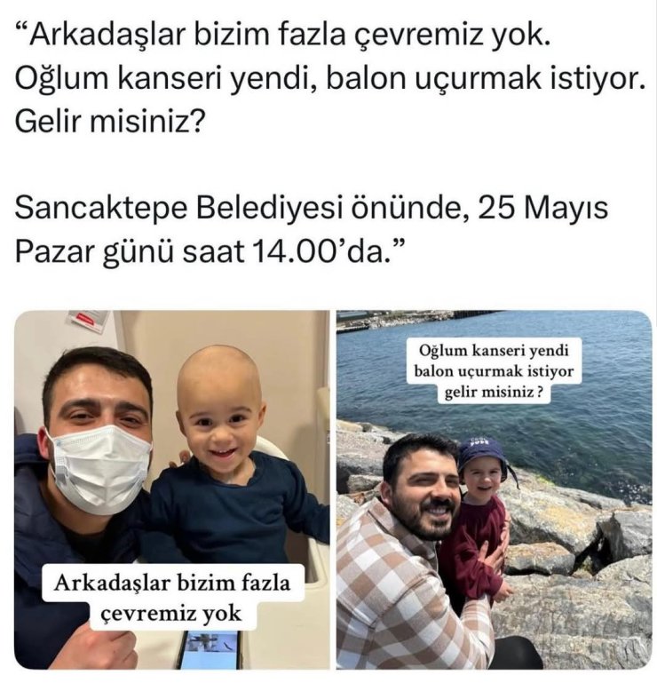 SANCAKTEPE’DE KANSERİ YENEN OĞLUNUN BALON UÇURMA İSTEĞİ GERÇEK OLUYOR